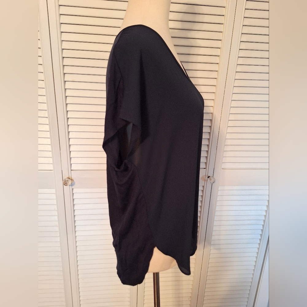 Loft Navy Dolman Sleeve Rayon Blouse SP *F - Picture 3 of 6